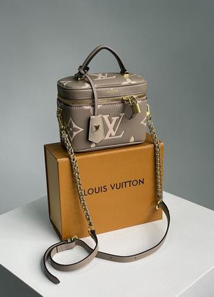 Жіноча сумка в стилі louis vuitton vanity pm bag grey/boise de rose premium.