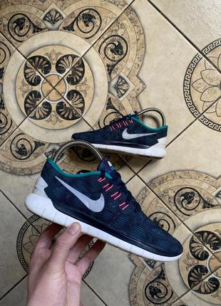 Женские кроссовки nike free 5.0 print navy blue teal