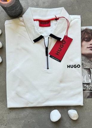 Мужское белое поло hugo boss люкс качестваtm️