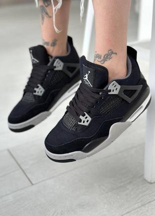 Nike air jordan 4 retro se black canvas premium жіночі та чоловічі кросівки