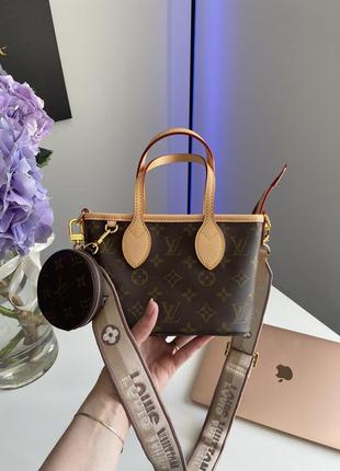 Жіноча сумка в стилі louis vuitton monogram neverfull bb beige premium.