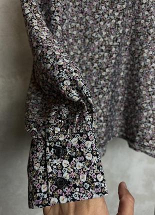 Очаровательная пышная блуза h&m в цветочный принт с воротником размер м свободный крой ворот волан романтическая6 фото