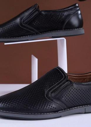 Стильные кожаные мужские туфлі мокасины3 фото