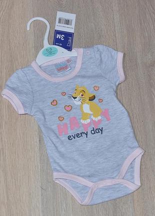 Боді disney baby 0-3 міс. симба король лев бодік класний красивий крутий короткий рукав для дівчинки літо літня футболка george primark lupilu