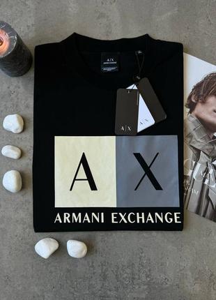 Мужская черная футболка armani люкс качестваTM️