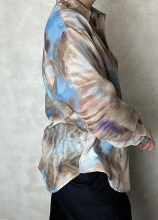 Полупрозрачная рубашка тай-дай stradivarius размер s м оверсайз блуза tie dye принт абстракция9 фото