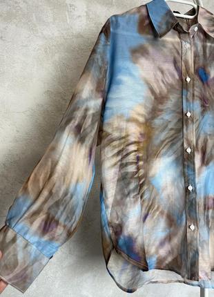 Полупрозрачная рубашка тай-дай stradivarius размер s м оверсайз блуза tie dye принт абстракция5 фото
