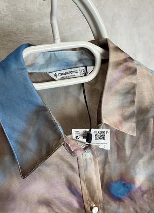 Полупрозрачная рубашка тай-дай stradivarius размер s м оверсайз блуза tie dye принт абстракция6 фото