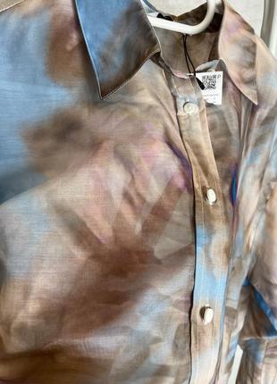 Полупрозрачная рубашка тай-дай stradivarius размер s м оверсайз блуза tie dye принт абстракция8 фото