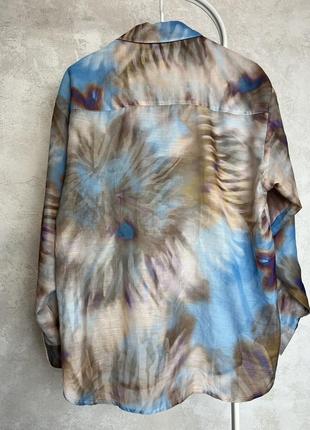 Полупрозрачная рубашка тай-дай stradivarius размер s м оверсайз блуза tie dye принт абстракция7 фото