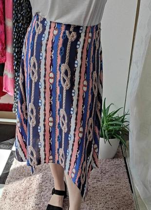 Легкая юбка с асимметричным низом в стиле armani papaya2 фото