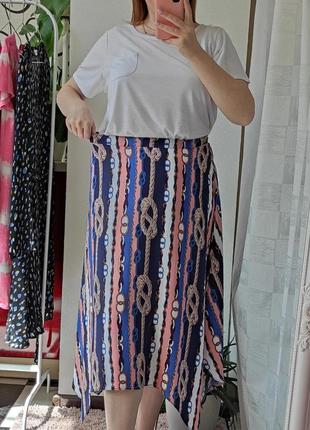Легкая юбка с асимметричным низом в стиле armani papaya3 фото