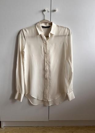 Базовая шелковая рубашка zara, натуральный шелк