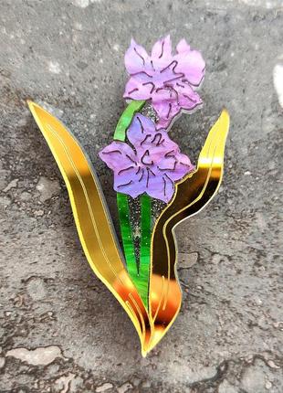 Брошь из акрила нарцисс 6,5 см, цветок9 фото