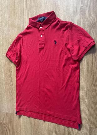 Червона бавовняна футболка поло polo розмір м4 фото