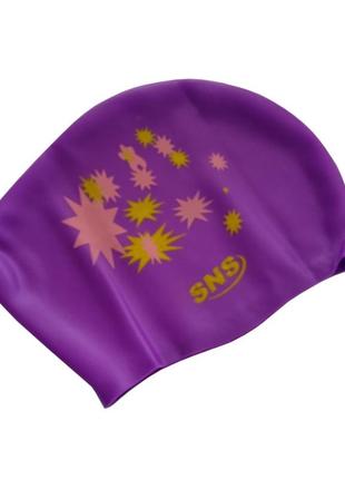 Шапочка для плавания для длинных волос sns, purple galaxy kw-2ф
