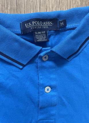 Синяя качественная футболка поло u.s.polo assn. размер м4 фото