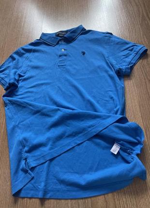 Синяя качественная футболка поло u.s.polo assn. размер м5 фото