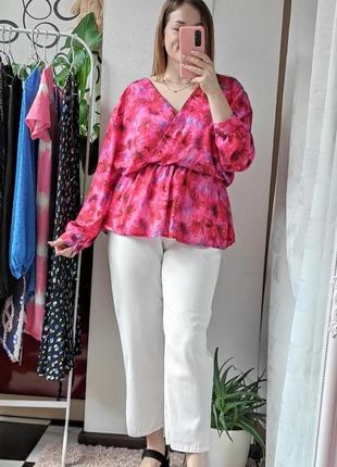 Яркая блуза с баской в цветочный принт boohoo6 фото