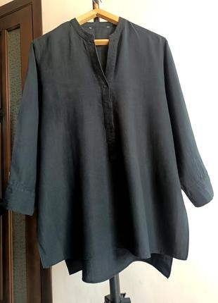 Черная удлиненная рубашка/ туника свободного фасона