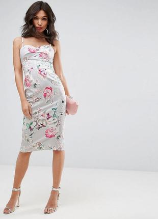 Новое котоновое миди платье в цветочный принт asos1 фото
