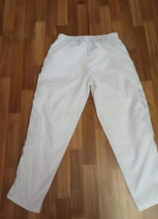 Спортивные белые брюки с подкладкой размер l замес полиэстера с хлопком3 фото