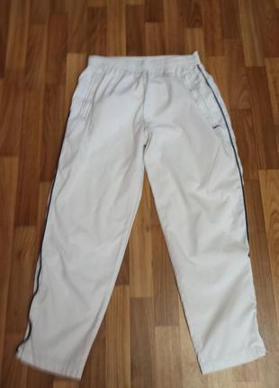 Спортивні білі штани з підкладкою розмір l заміс поліестера з бавовною