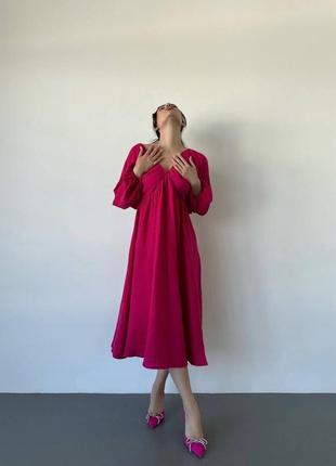 Свободне плаття муслін муслінова сукня міді3 фото