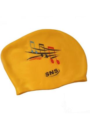 Шапочка для плавания для длинных волос sns, yellow music