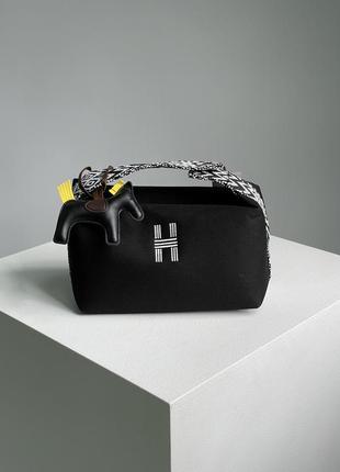 Жіноча сумка в стилі hermes case bride-a-brac large black/white.