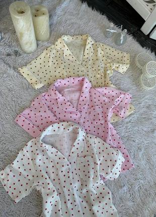 Піжама з сердечками з мусліну6 фото