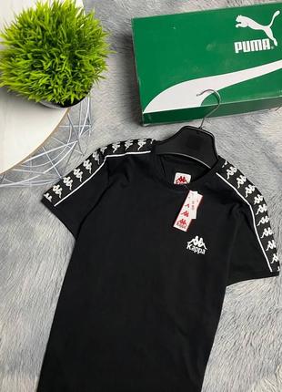 Футболка тішка t-shirt shorts pants jacket kappa каппа хс с м л чорна лампаси