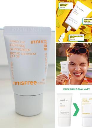 Солнцезащитный крем с современными химичными фильтрами innisfree daily uv defense sunscreen spf 36