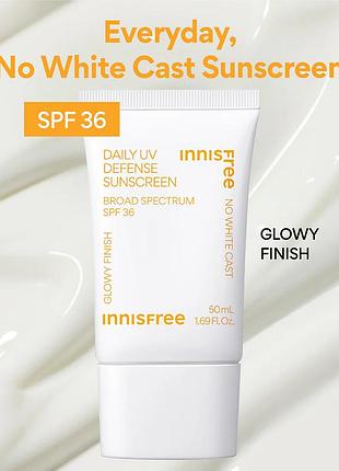 Сонцезахисний крем із сучасними хімічними фільтрами innisfree daily uv defense sunscreen spf 365 фото
