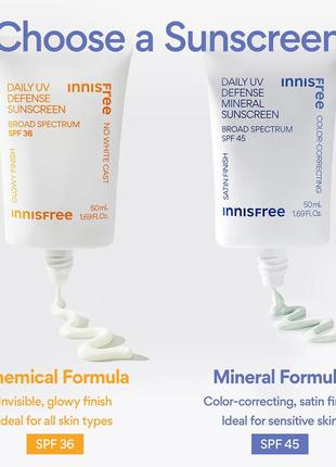 Сонцезахисний крем із сучасними хімічними фільтрами innisfree daily uv defense sunscreen spf 362 фото