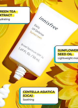 Сонцезахисний крем із сучасними хімічними фільтрами innisfree daily uv defense sunscreen spf 368 фото