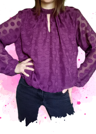 Блуза с пышными рукавами фиолетовая wallis размер 48-50
