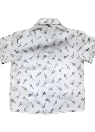 Рубашка с коротким рукавом для мальчика р80-86 (1год) белый,жирафы турция 25650862 фото
