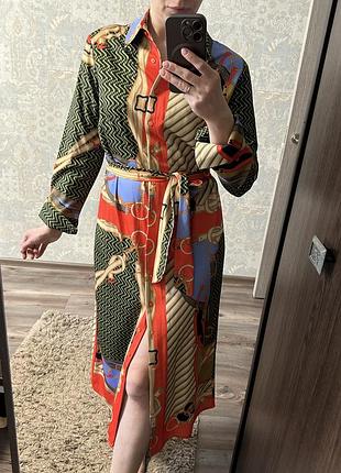 Платье-рубашка в стиле hermes 3