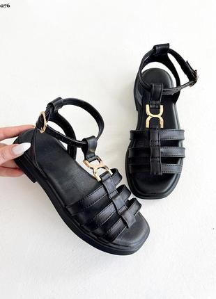 Босоножки, черные, натуральная кожа