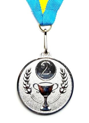 Медаль спортивна 5 см зі стрічкою за іі місце j25-13s