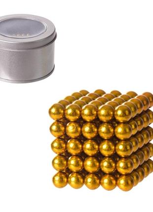 Магнитный неокуб star toys 6.5см золотой, 125 шариков, 5мм, бокс nc2261