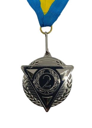 Медаль спортивна 4,5 см зі стрічкою за іі місце j25-06s