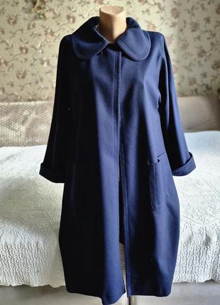 🦠🌈🦠 женское винтажное темно синее пальто кардиган weilemann bern  ebeco1 фото