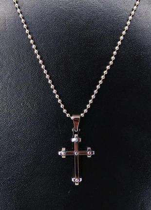 Хрест сталевий без розп'яття на ланцюжку