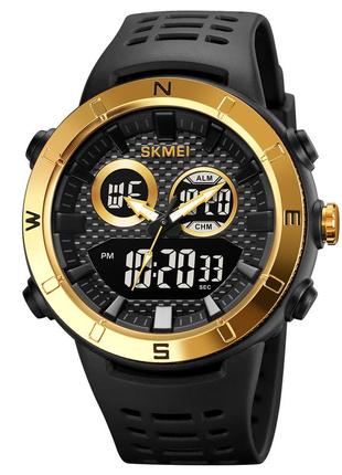 Skmei 2014gdbk gold-black, часы, черные, золотые, стильные, прочные, мужские, на каждый день, электронные