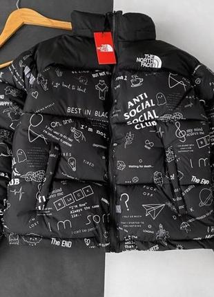 Куртка зимова в стилі the north face написи assc