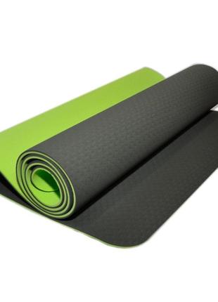 Коврик sns для фитнеса и йоги зеленый тре-6мм-с+с