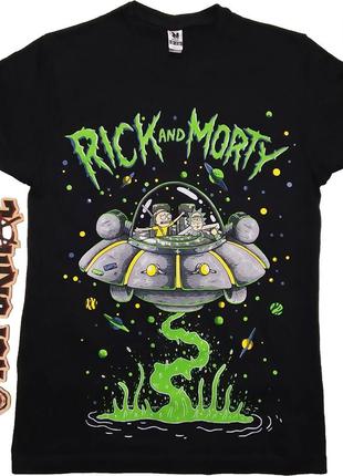 Футболка рик и морти "space adventure" (rick and morty), черная, размер m1 фото
