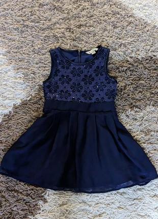 Шифонова темно синя сукня з паєтками для дівчинки 3-5 років